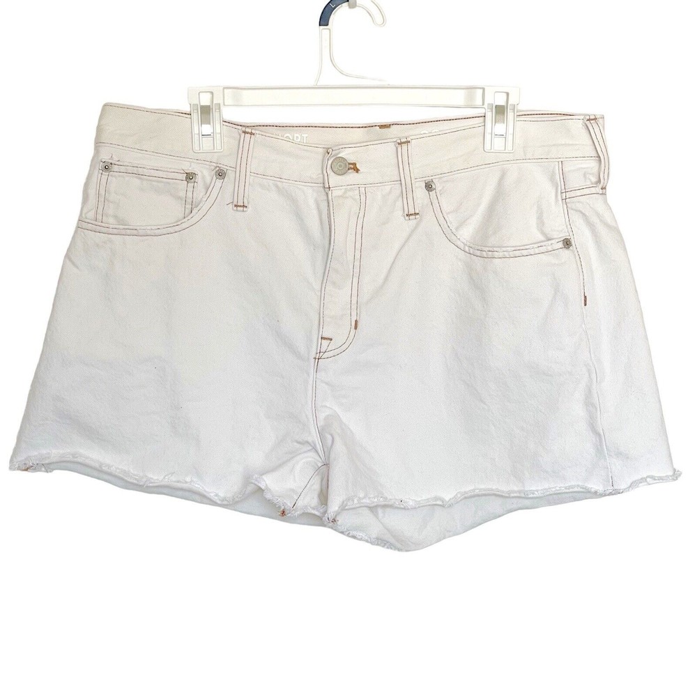 J Crew Re Imagined Womens Relaxed Denim Short In Ecru High Rise Zip Fly Size 32